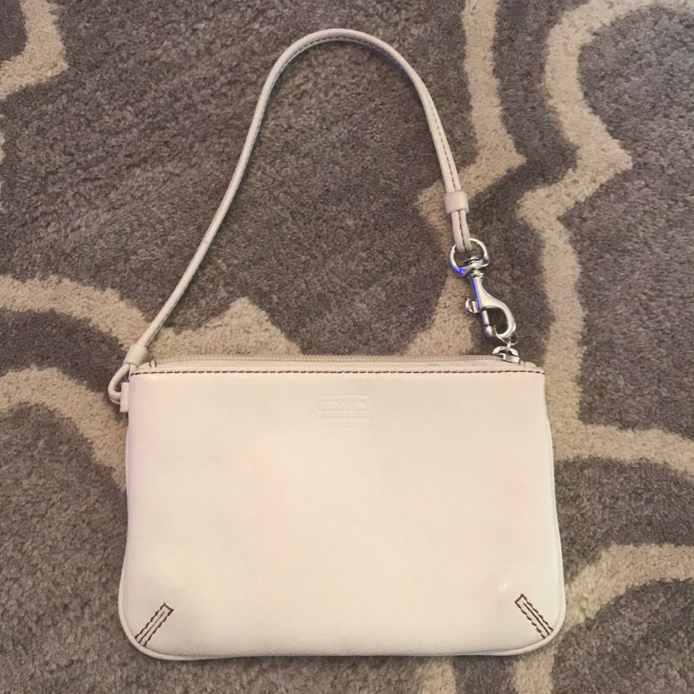 Coach white wristlet